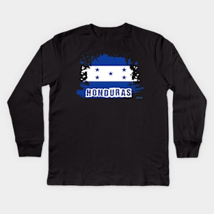 Honduras Flag Azul 001 Kids Long Sleeve T-Shirt